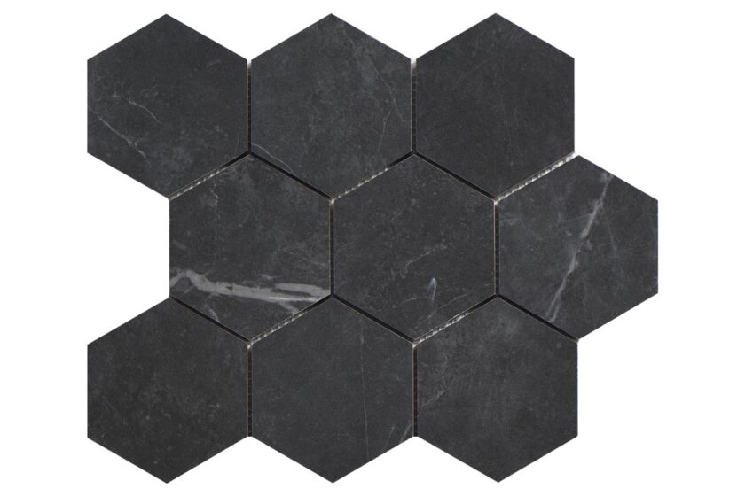 Porcelain-K Carbone 4" Hexagon Matte Porcelain Mosaic