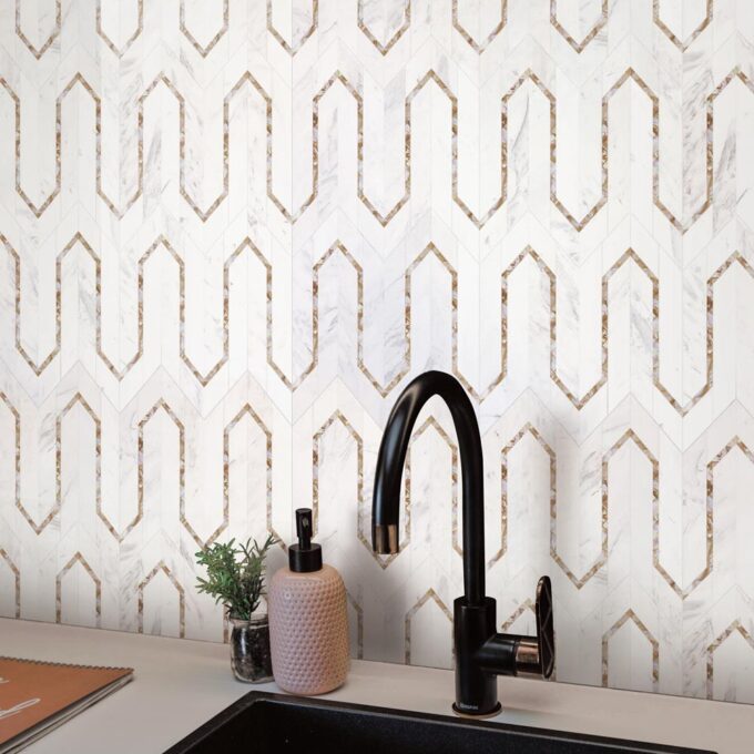 Urbanlife Perla Volkas Polished Marble Mosaic