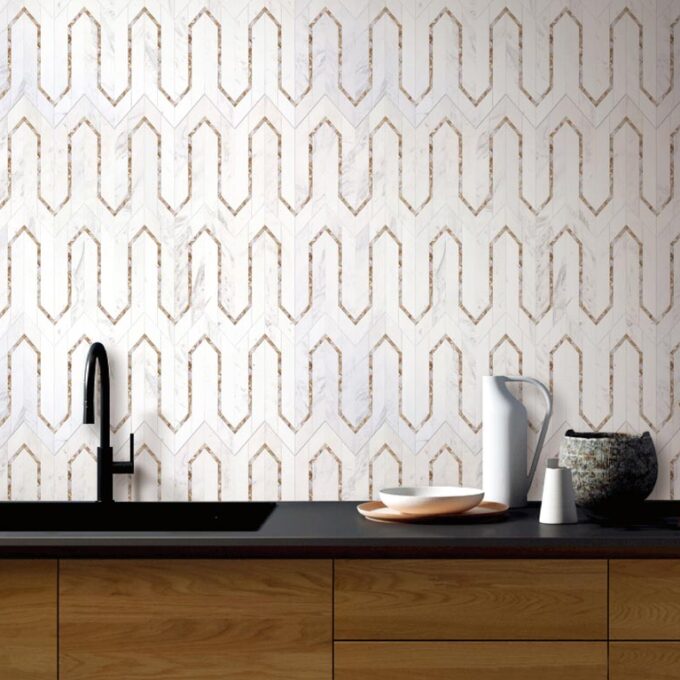 Urbanlife Perla Volkas Polished Marble Mosaic