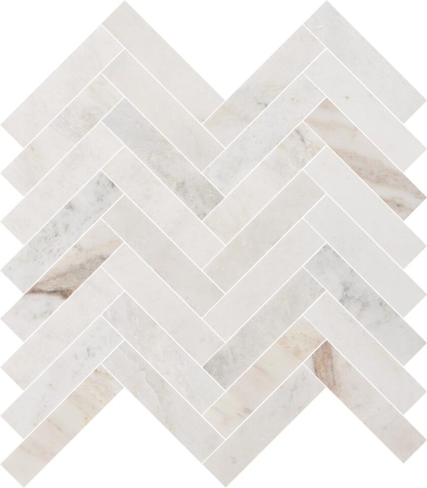 Valentino Bianco 1"x4" Herringbone Honed Marble Mosaic - Image 2