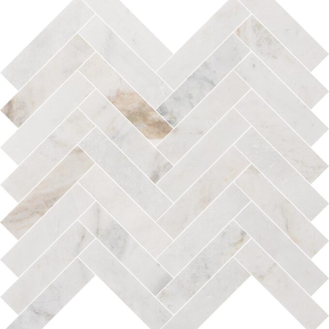 Valentino Bianco 1"x4" Herringbone Honed Marble Mosaic