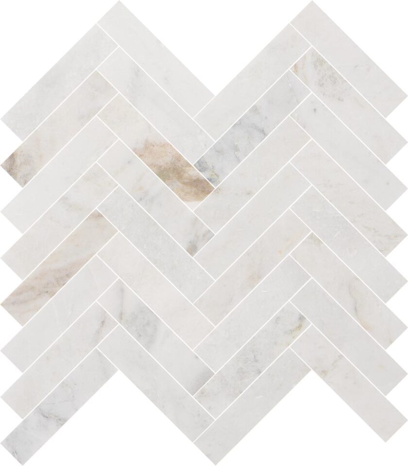 Valentino Bianco 1"x4" Herringbone Honed Marble Mosaic - Image 3