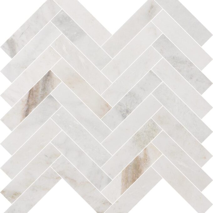 Valentino Bianco 1"x4" Herringbone Honed Marble Mosaic