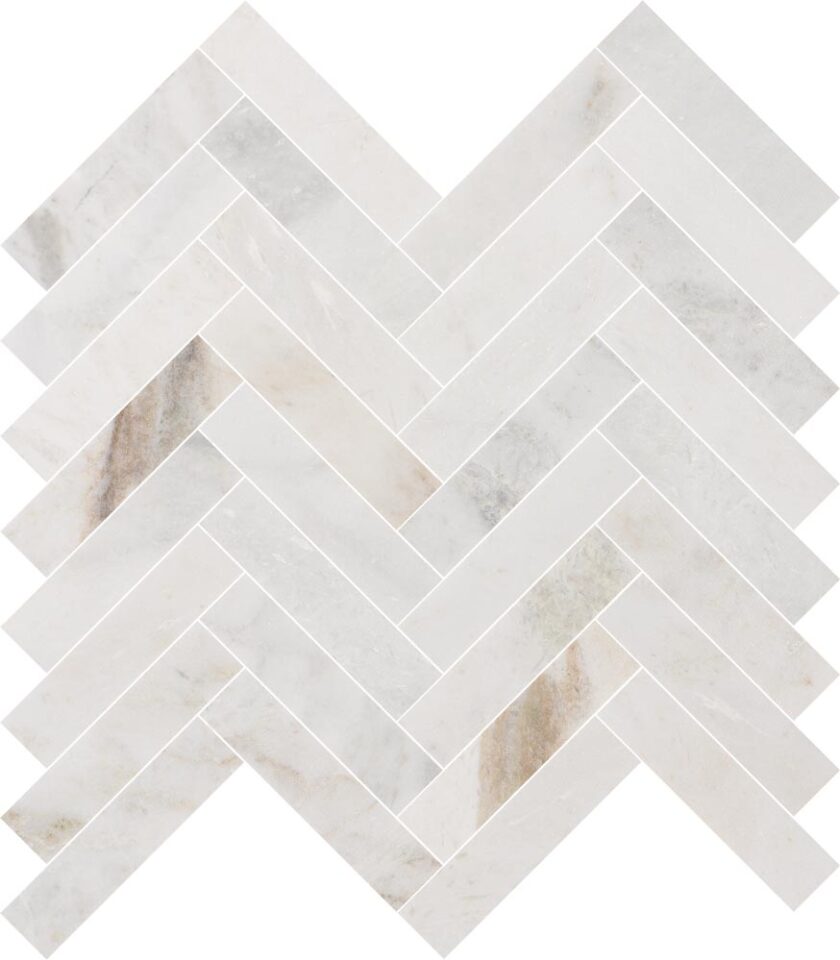Valentino Bianco 1"x4" Herringbone Honed Marble Mosaic