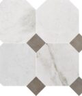 Valentino Bianco 6" Octagon With Latte Dot Honed Marble Mosaic