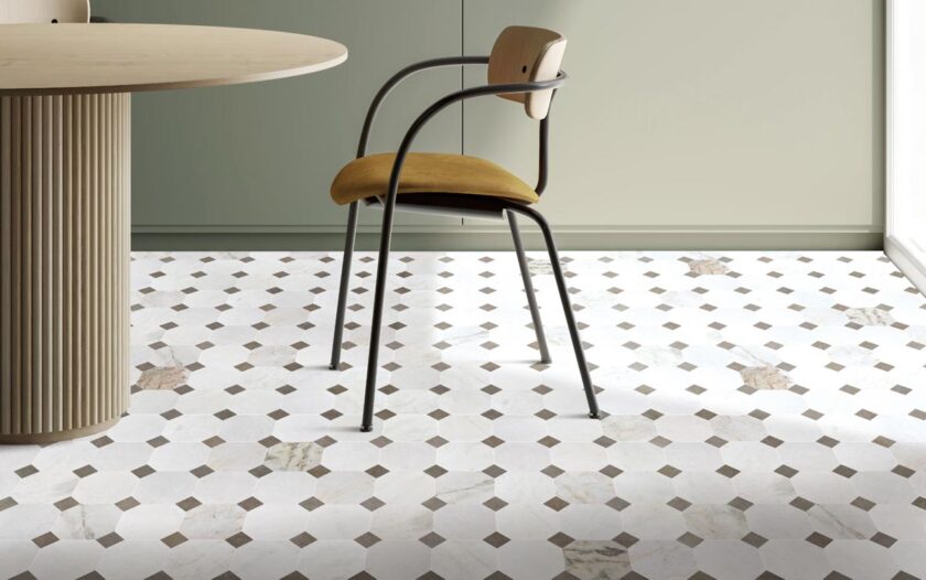 Valentino Bianco 6" Octagon With Latte Dot Honed Marble Mosaic - Image 5