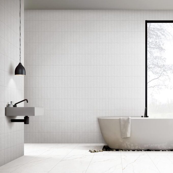 Wave White 3"x12" Glossy Ceramic Tile