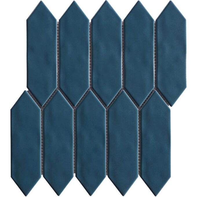 Mondial Ocean Blue Gloss 2"x6" Picket Porcelain Mosaic