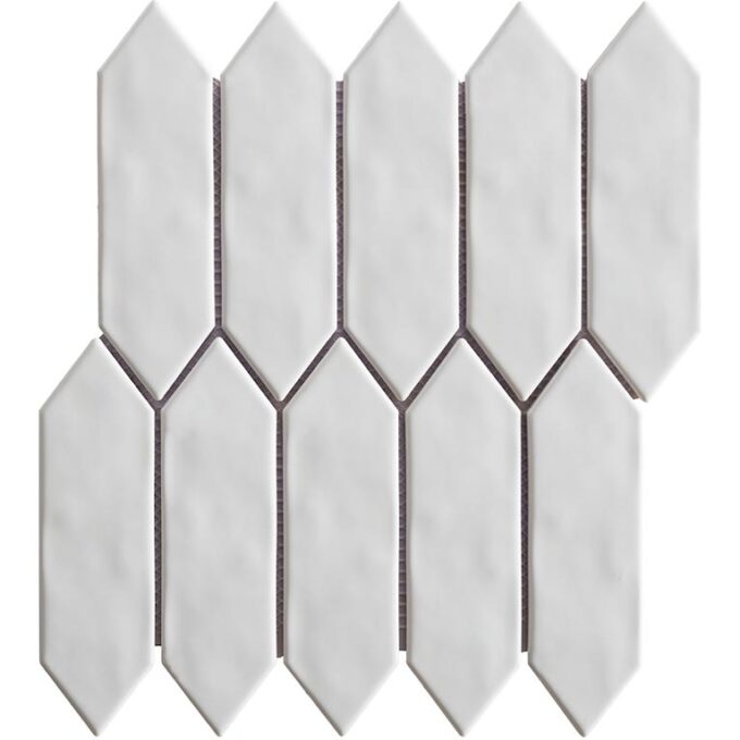 Mondial White Gloss 2"x6" Picket Porcelain Mosaic