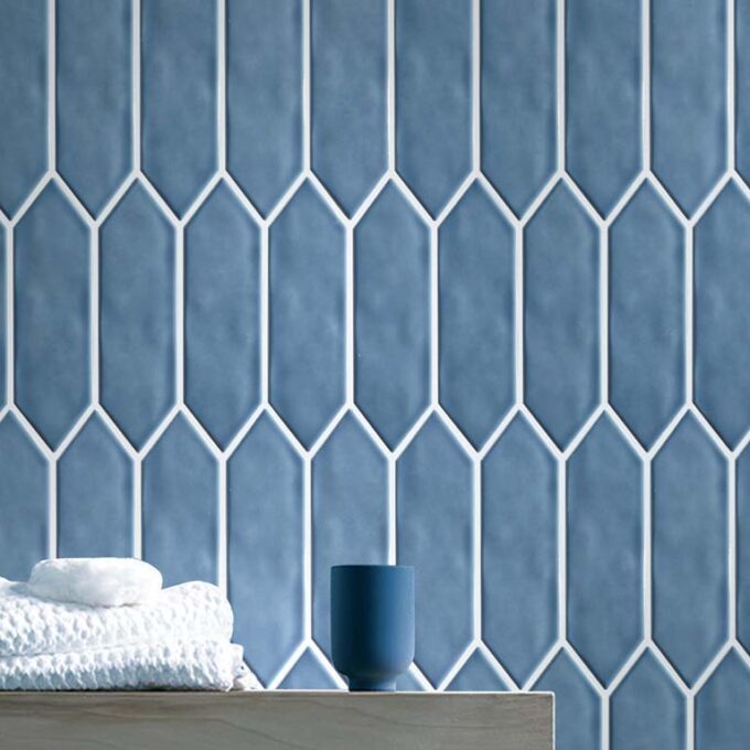 Mondial Light Blue Gloss 2"x6" Picket Porcelain Mosaic