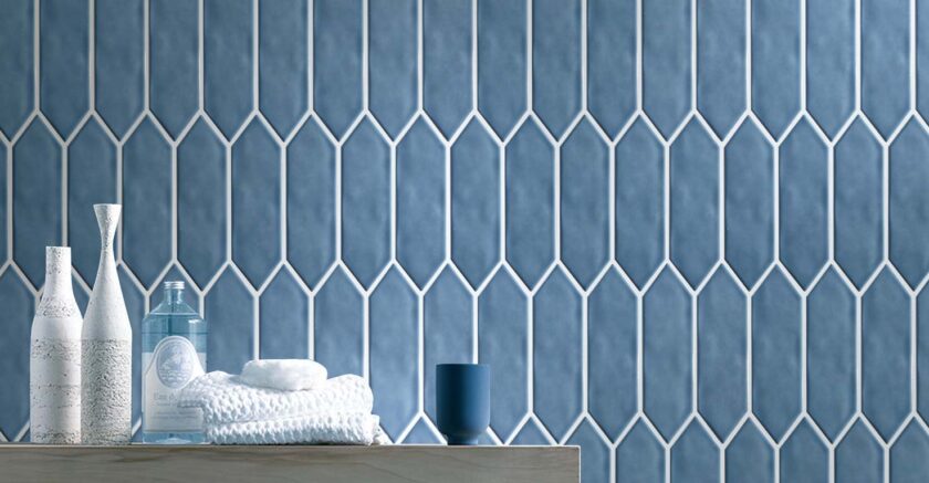 Mondial Light Blue Gloss 2"x6" Picket Porcelain Mosaic - Image 2