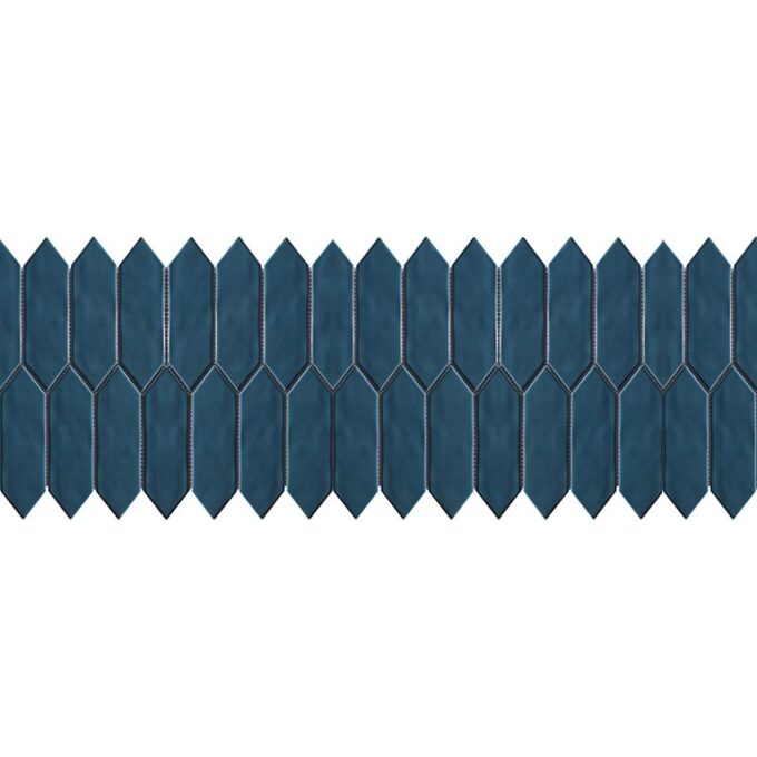 Mondial Ocean Blue Gloss 2"x6" Picket Porcelain Mosaic