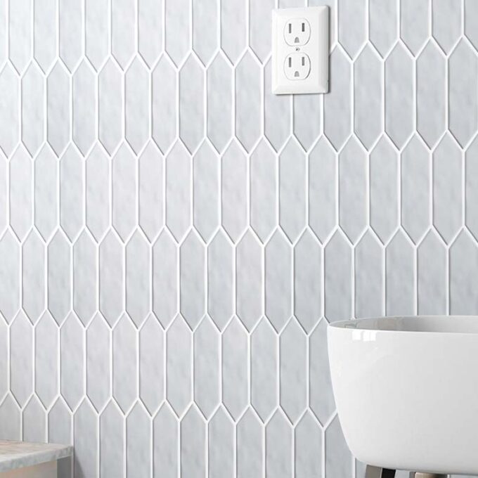 Mondial Soft Grey Gloss 2"x6" Picket Porcelain Mosaic