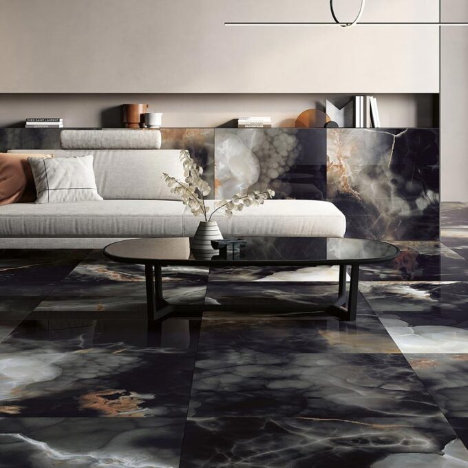 Unica Deep Dark Polished Porcelain Tile