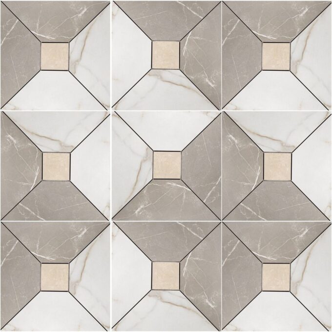 Majestic Cenere Oro Crema Matte Mosaic Porcelain Tile